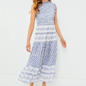 Oliphant Blue Flora Sleeveless Dress